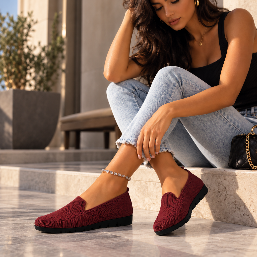 Mocassini slip-on da donna in maglia