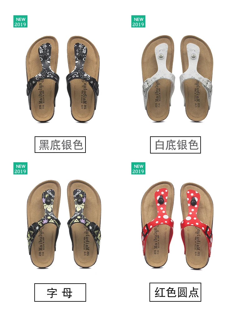 Fashion Women Slippers Flip Flops Summer Beach Cork Shoes Slides Girls Flats Sandals Casual Slippers Shoes Plus Size 35-45