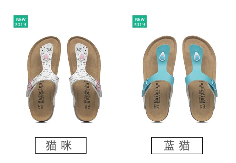 Fashion Women Slippers Flip Flops Summer Beach Cork Shoes Slides Girls Flats Sandals Casual Slippers Shoes Plus Size 35-45