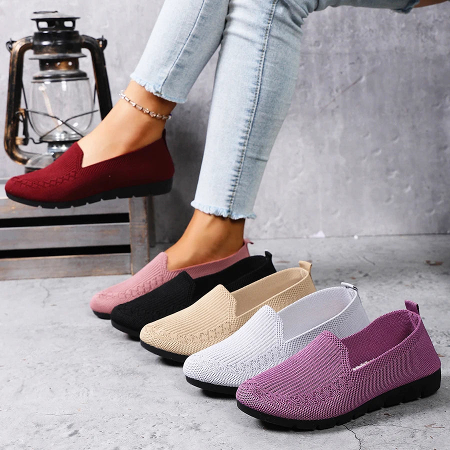 Mocassini slip-on da donna in maglia