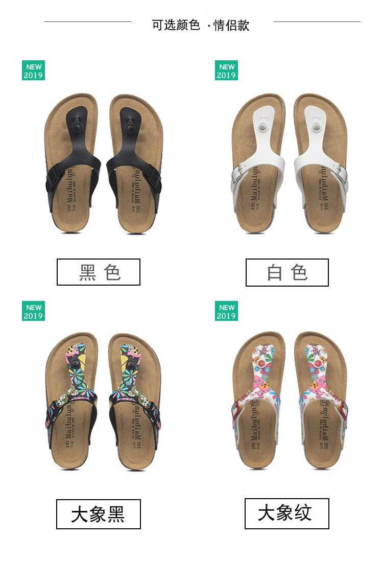 Fashion Women Slippers Flip Flops Summer Beach Cork Shoes Slides Girls Flats Sandals Casual Slippers Shoes Plus Size 35-45