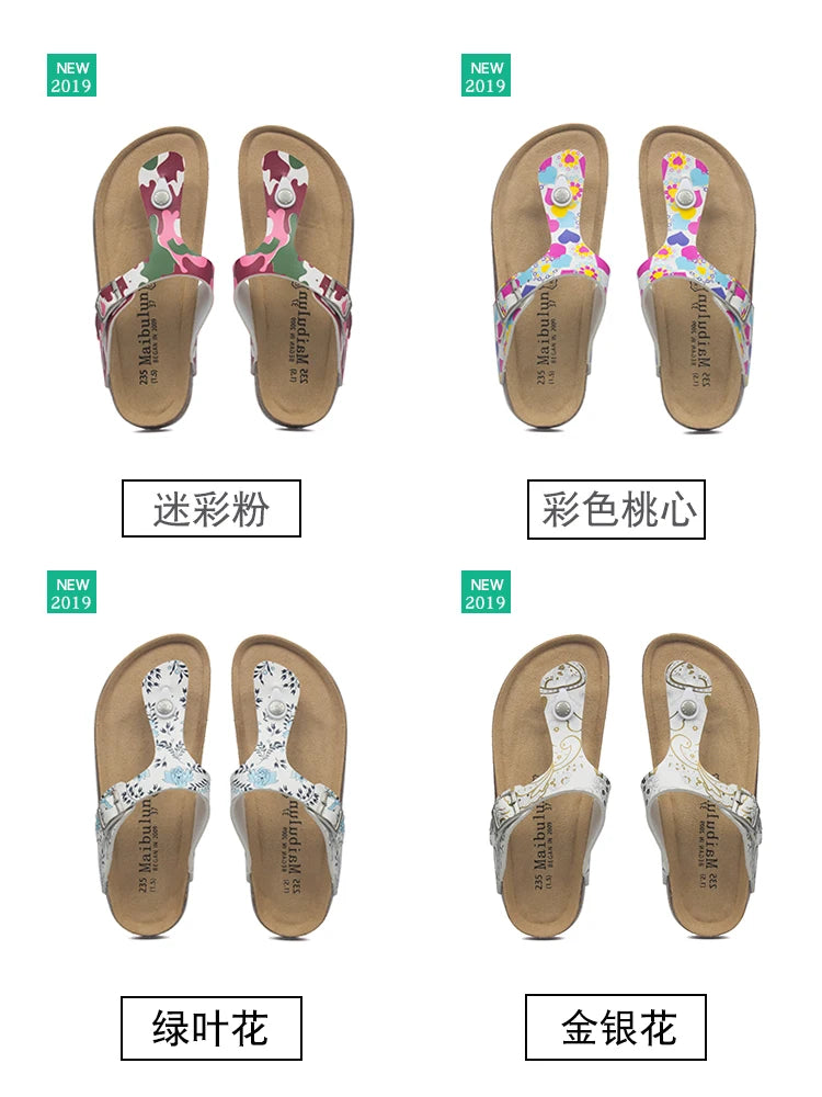 Fashion Women Slippers Flip Flops Summer Beach Cork Shoes Slides Girls Flats Sandals Casual Slippers Shoes Plus Size 35-45